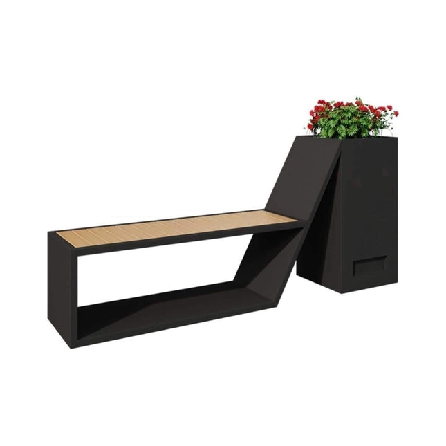 4FT Outdoor Commercial All-Weather Metal Bench With Planter Box [Made-To-Order] (SAK57219) - Potting Benches & Tables | Patioza