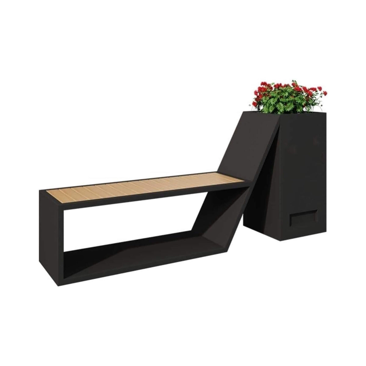 4FT Outdoor Commercial All-Weather Metal Bench With Planter Box [Made-To-Order] (SAK57219) - Potting Benches & Tables | Patioza