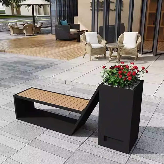 4FT Outdoor Commercial All-Weather Metal Bench With Planter Box [Made-To-Order] (SAK57219) - Potting Benches & Tables | Patioza