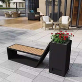 4FT Outdoor Commercial All-Weather Metal Bench With Planter Box [Made-To-Order] (SAK57219) - Potting Benches & Tables | Patioza