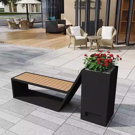 4FT Outdoor Commercial All-Weather Metal Bench With Planter Box [Made-To-Order] (SAK57219) - Potting Benches & Tables | Patioza