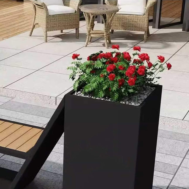 4FT Outdoor Commercial All-Weather Metal Bench With Planter Box [Made-To-Order] (SAK57219) - Potting Benches & Tables | Patioza
