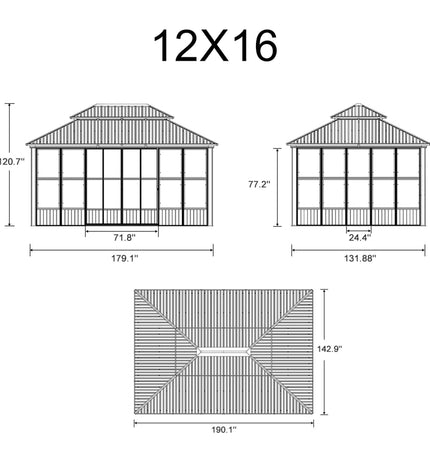 Alora Vista Outdoor Hardtop Aluminum Solarium With Double Roof And LED Lights (SAK42086) - Sunrooms | Patioza