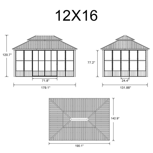 Alora Vista Outdoor Hardtop Aluminum Solarium With Double Roof And LED Lights (SAK42086) - Sunrooms | Patioza