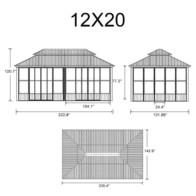 Alora Vista Outdoor Hardtop Aluminum Solarium With Double Roof And LED Lights (SAK42086) - Sunrooms | Patioza