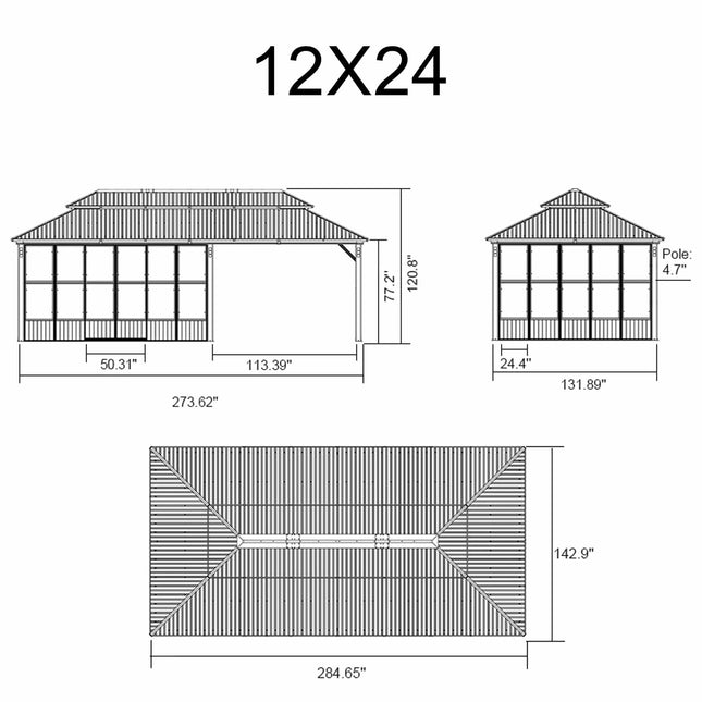 Alora Vista Outdoor Hardtop Aluminum Solarium With Double Roof And LED Lights (SAK42086) - Sunrooms | Patioza