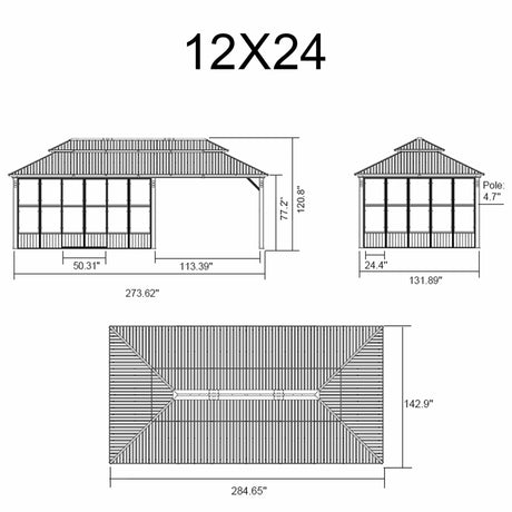 Alora Vista Outdoor Hardtop Aluminum Solarium With Double Roof And LED Lights (SAK42086) - Sunrooms | Patioza