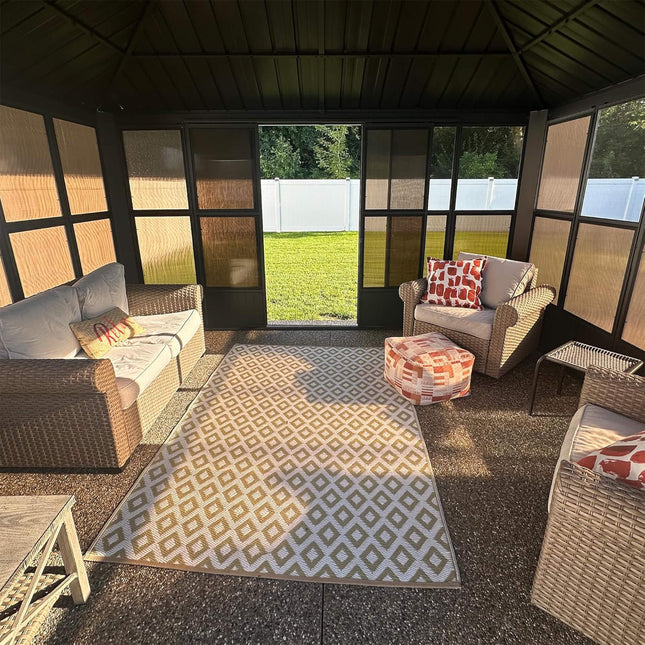 Alora Vista Outdoor Hardtop Aluminum Solarium With Double Roof And LED Lights (SAK42086) - Sunrooms | Patioza