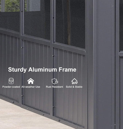Alora Vista Outdoor Hardtop Aluminum Solarium With Double Roof And LED Lights (SAK42086) - Sunrooms | Patioza