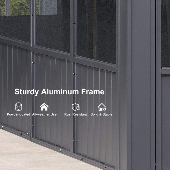Alora Vista Outdoor Hardtop Aluminum Solarium With Double Roof And LED Lights (SAK42086) - Sunrooms | Patioza