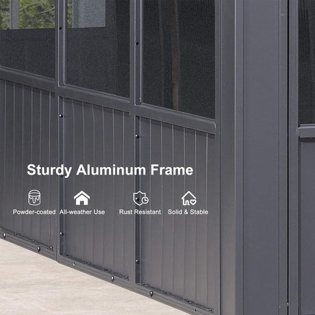 Alora Vista Outdoor Hardtop Aluminum Solarium With Double Roof And LED Lights (SAK42086) - Sunrooms | Patioza