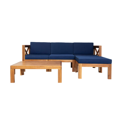 Alora 5-Piece Outdoor Patio Wood Sectional Sofa Set With Cushions (SAK31297)