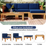 Alora 5-Piece Outdoor Patio Wood Sectional Sofa Set With Cushions (SAK31297) - Outdoor Furniture Sets | Patioza
