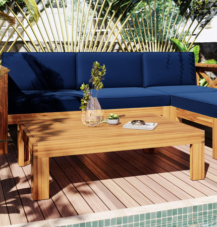 Alora 5-Piece Outdoor Patio Wood Sectional Sofa Set With Cushions (SAK31297)