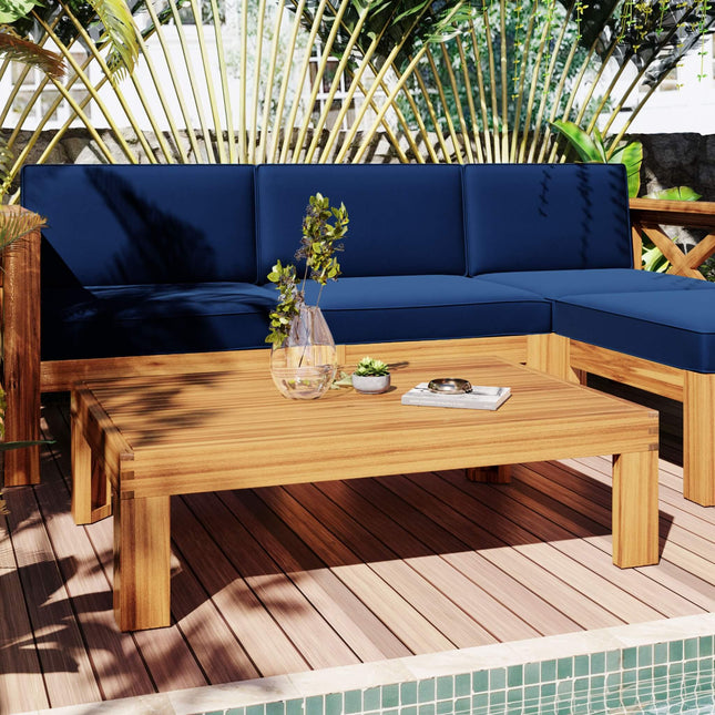 Alora 5-Piece Outdoor Patio Wood Sectional Sofa Set With Cushions (SAK31297) - Outdoor Furniture Sets | Patioza