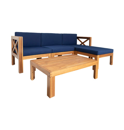 Alora 5-Piece Outdoor Patio Wood Sectional Sofa Set With Cushions (SAK31297)