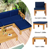 Alora 5-Piece Outdoor Patio Wood Sectional Sofa Set With Cushions (SAK31297) - Outdoor Furniture Sets | Patioza