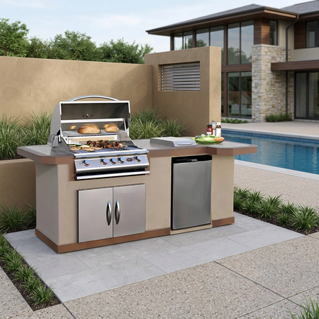 Patioza BBQ island in an intentionally designed corner outdoor kitchen