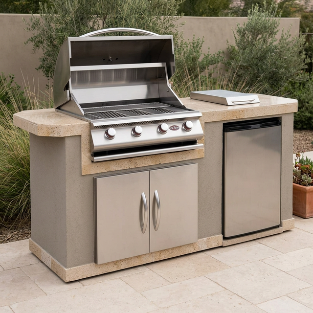 Patioza grill island in a naturally styled outdoor patio setting