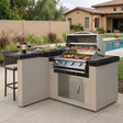 Patioza Maui Q outdoor kitchen styled with food and wine, without people
