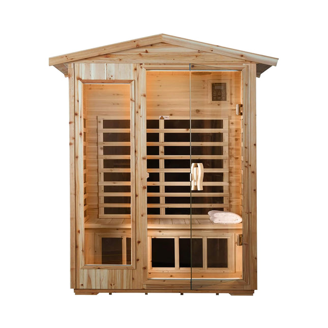 Thermora Zorin Premium 2-Person Indoor Outdoor Low EMF FAR-Infrared Hemlock Wood Personal Home Sauna Spa, 1750W (SAK27451) - Saunas | Patioza
