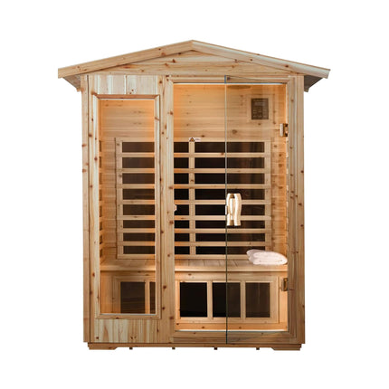 Thermora Zorin Premium 2-Person Indoor Outdoor Low EMF FAR-Infrared Hemlock Wood Personal Home Sauna Spa, 1750W (SAK27451) - Saunas | Patioza