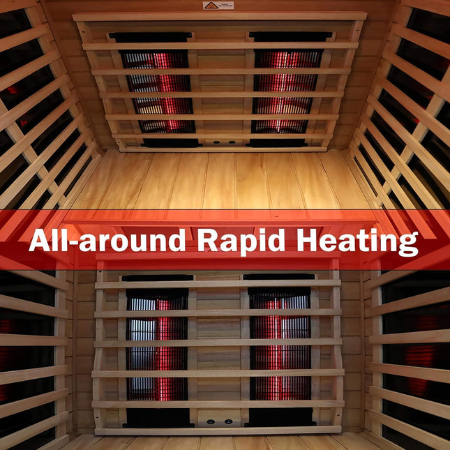 Thermora Alveron 2-Person Outdoor Mahogany Low EMF Far Infrared Sauna With Bluetooth Audio And LED Lights (SAK83719) - Infrared Saunas | Patioza