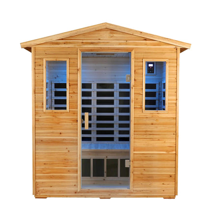 Thermora Kora Deluxe 3 - Person Outdoor Full Spectrum Low EMF Infrared Home Sauna With Bluetooth Speakers And LED Reading Light (SAK14098) - Infrared Saunas | Patioza