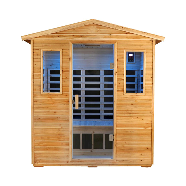 Thermora Kora Deluxe 3 - Person Outdoor Full Spectrum Low EMF Infrared Home Sauna With Bluetooth Speakers And LED Reading Light (SAK14098) - Infrared Saunas | Patioza