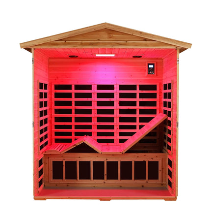 Thermora Kora Deluxe 3 - Person Outdoor Full Spectrum Low EMF Infrared Home Sauna With Bluetooth Speakers And LED Reading Light (SAK14098) - Infrared Saunas | Patioza