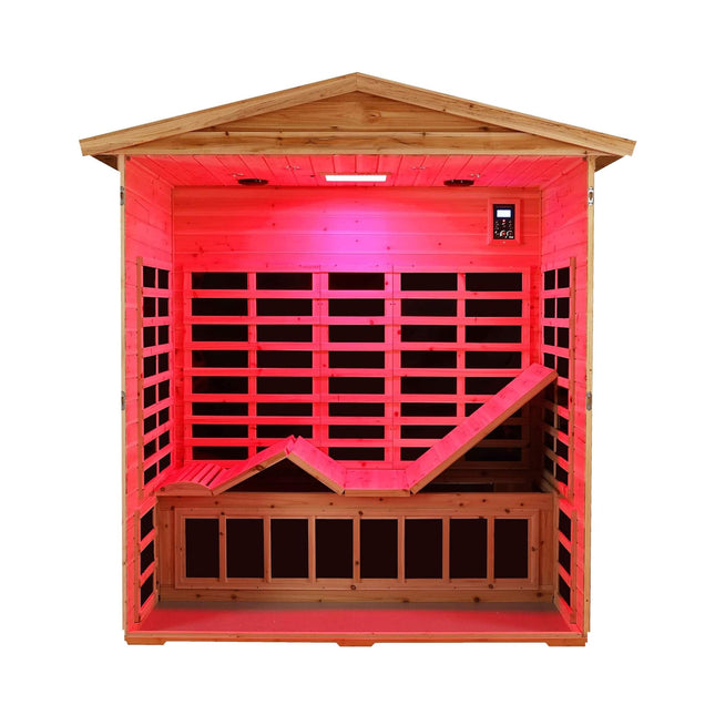Thermora Kora Deluxe 3 - Person Outdoor Full Spectrum Low EMF Infrared Home Sauna With Bluetooth Speakers And LED Reading Light (SAK14098) - Infrared Saunas | Patioza