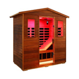 Thermora Vanta Luxury 3-Person Outdoor Mahogany Full Spectrum Ultra-Low EMF FAR Infrared Sauna with Chromotherapy and Bluetooth Speakers - Infrared Saunas | Patioza
