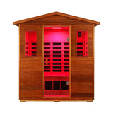 Thermora Vanta Luxury 3-Person Outdoor Mahogany Full Spectrum Ultra-Low EMF FAR Infrared Sauna with Chromotherapy and Bluetooth Speakers - Infrared Saunas | Patioza