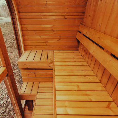 Premium 3-Person Outdoor Scandinavian ThermoWood Cube Sauna Kit With LED Lighting (SAK47582) - Saunas | Patioza
