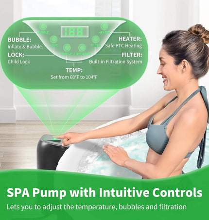 Premium Large 4-Person Inflatable Hot Tub Kit with 8-Color LED Lights - Hot Tubs | Patioza