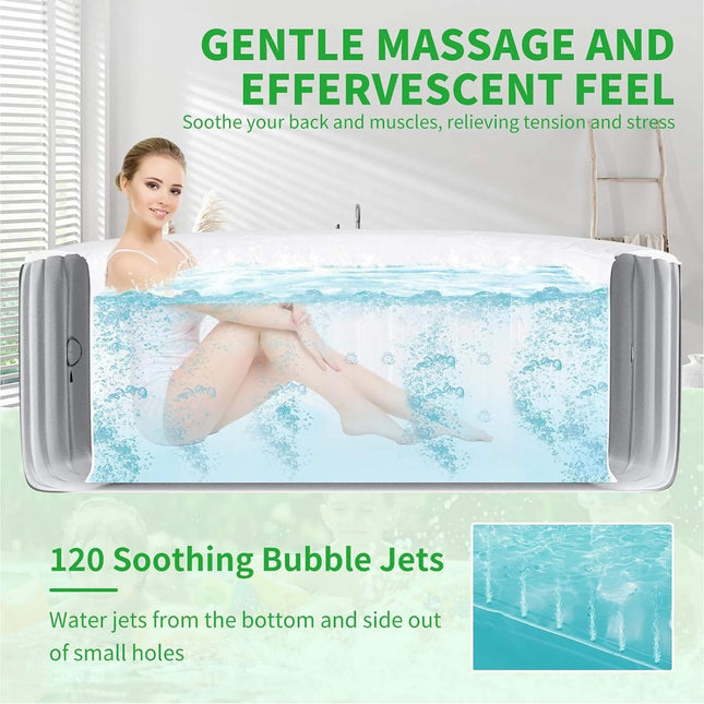 Premium Large 4-Person Inflatable Hot Tub Kit with 8-Color LED Lights - Hot Tubs | Patioza