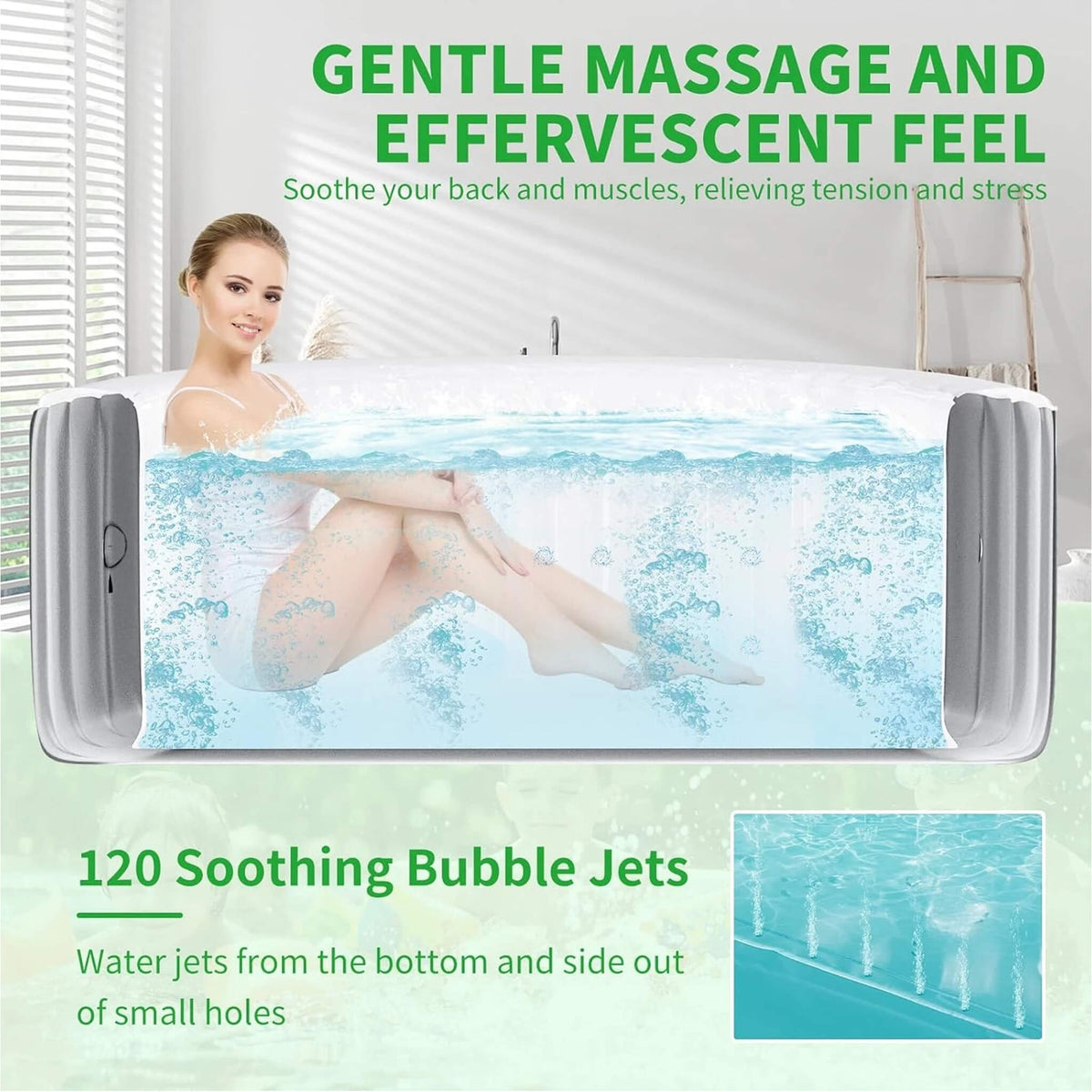 Premium Large 4-Person Inflatable Hot Tub Kit with 8-Color LED Lights - Hot Tubs | Patioza