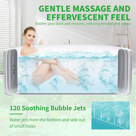 Premium Large 4-Person Inflatable Hot Tub Kit with 8-Color LED Lights - Hot Tubs | Patioza