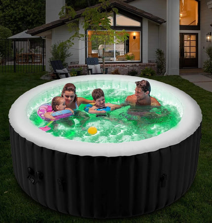 Premium Large 4-Person Inflatable Hot Tub Kit with 8-Color LED Lights - Hot Tubs | Patioza