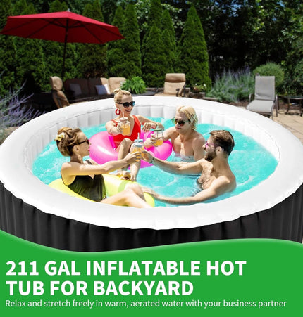 Premium Large 4-Person Inflatable Hot Tub Kit with 8-Color LED Lights - Hot Tubs | Patioza