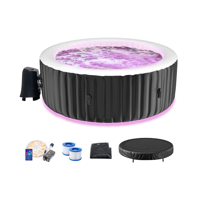 Premium Large 4-Person Inflatable Hot Tub Kit with 8-Color LED Lights - Hot Tubs | Patioza