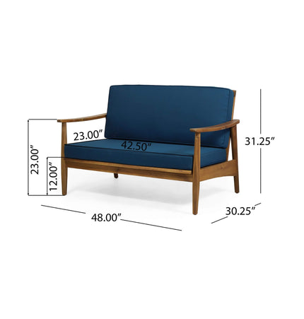 Alora Premium 4-Piece Wooden Outdoor Patio Conversation Seating Set With Cushions (SAK31469) - Outdoor Furniture Sets | Patioza