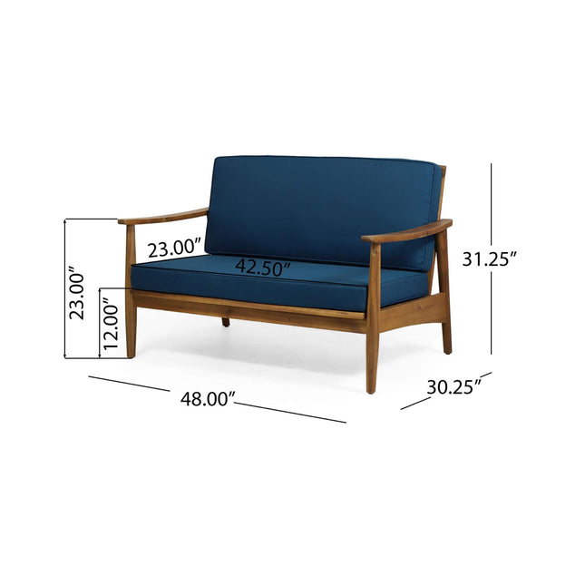 Alora Premium 4-Piece Wooden Outdoor Patio Conversation Seating Set With Cushions (SAK31469) - Outdoor Furniture Sets | Patioza