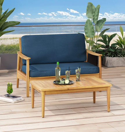 Alora Premium 4-Piece Wooden Outdoor Patio Conversation Seating Set With Cushions (SAK31469) - Outdoor Furniture Sets | Patioza