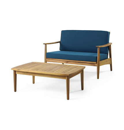 Alora Premium 4-Piece Wooden Outdoor Patio Conversation Seating Set With Cushions (SAK31469) - Outdoor Furniture Sets | Patioza