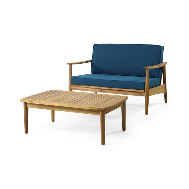 Alora Premium 4-Piece Wooden Outdoor Patio Conversation Seating Set With Cushions (SAK31469) - Outdoor Furniture Sets | Patioza