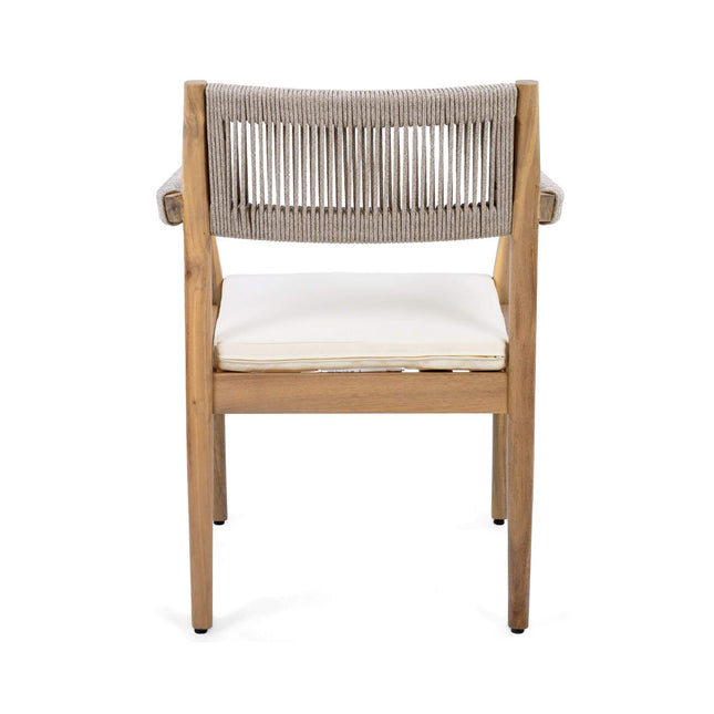 Alora Premium 5-Piece Outdoor Acacia Wood Patio Furniture Set With Braided Dining Chairs, Cushions, And Dining Table (SAK26754) - Outdoor Furniture Sets | Patioza