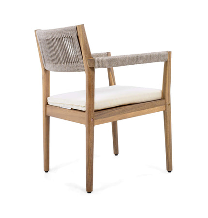 Alora Premium 5-Piece Outdoor Acacia Wood Patio Furniture Set With Braided Dining Chairs, Cushions, And Dining Table (SAK26754) - Outdoor Furniture Sets | Patioza
