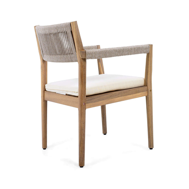 Alora Premium 5-Piece Outdoor Acacia Wood Patio Furniture Set With Braided Dining Chairs, Cushions, And Dining Table (SAK26754) - Outdoor Furniture Sets | Patioza