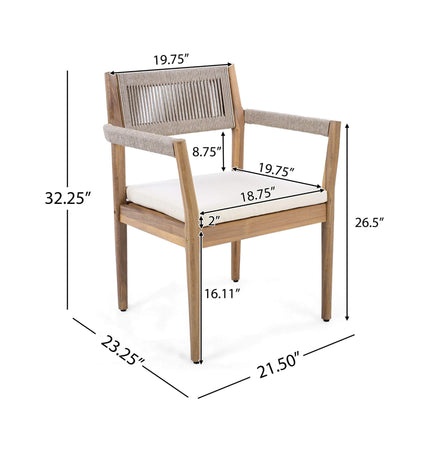 Alora Premium 5-Piece Outdoor Acacia Wood Patio Furniture Set With Braided Dining Chairs, Cushions, And Dining Table (SAK26754) - Outdoor Furniture Sets | Patioza